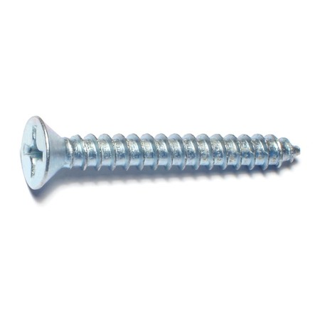 MIDWEST FASTENER Sheet Metal Screw, #14 x 2 in, Zinc Plated Steel Flat Head Phillips Drive, 100 PK 03043